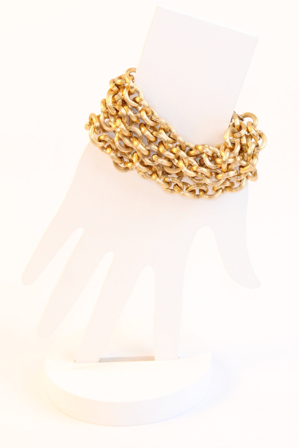 Layered textured gold tone chain bracelet