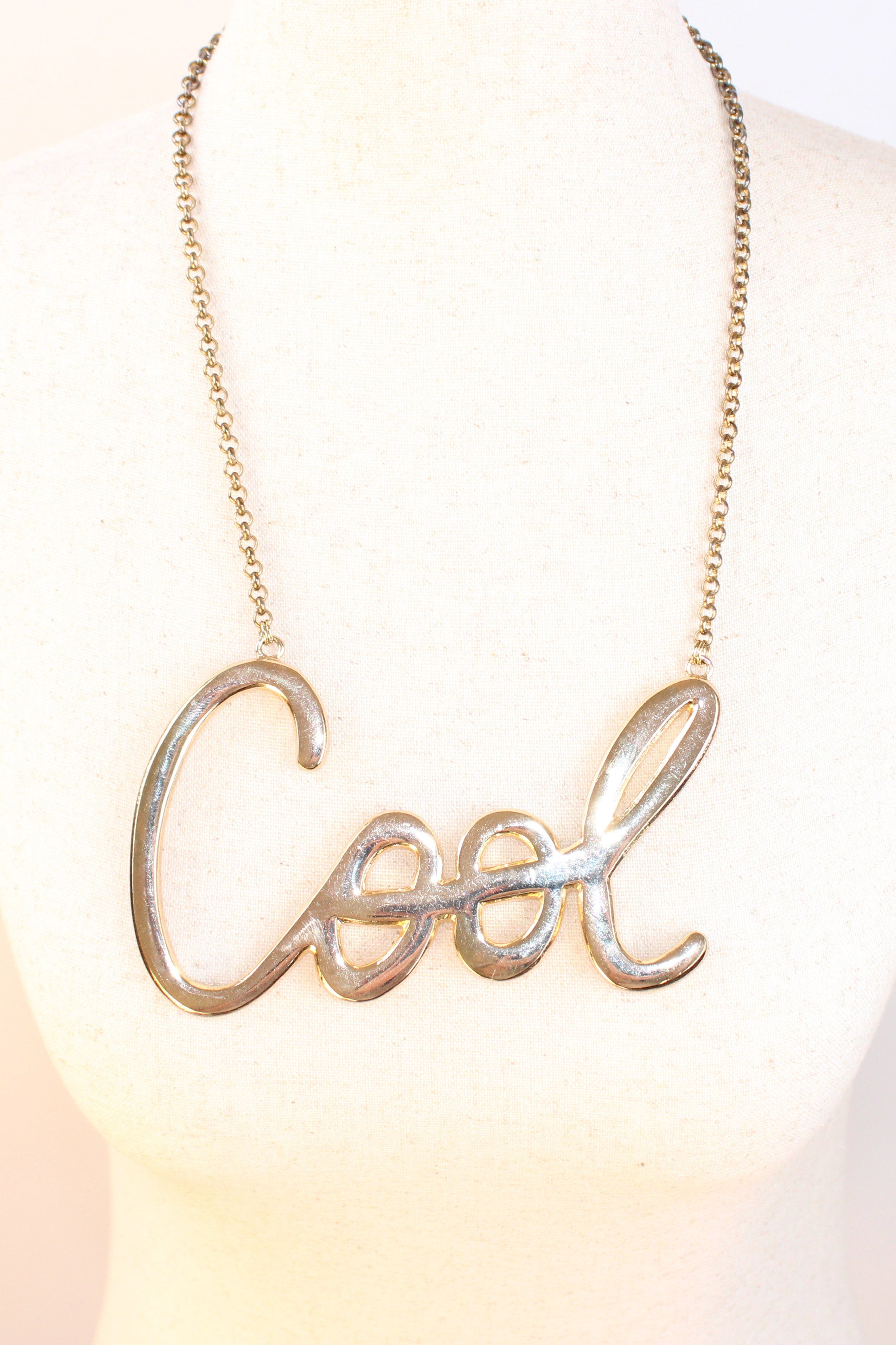 Gold-Plated “Cool” Script Necklace