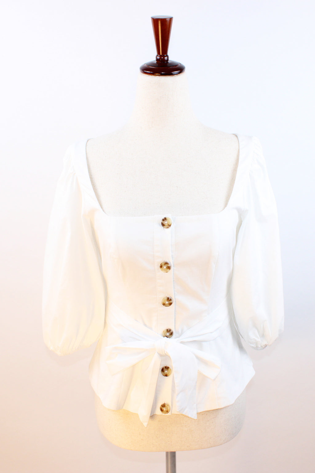 LPA Puff Sleeve Tie Front Blouse