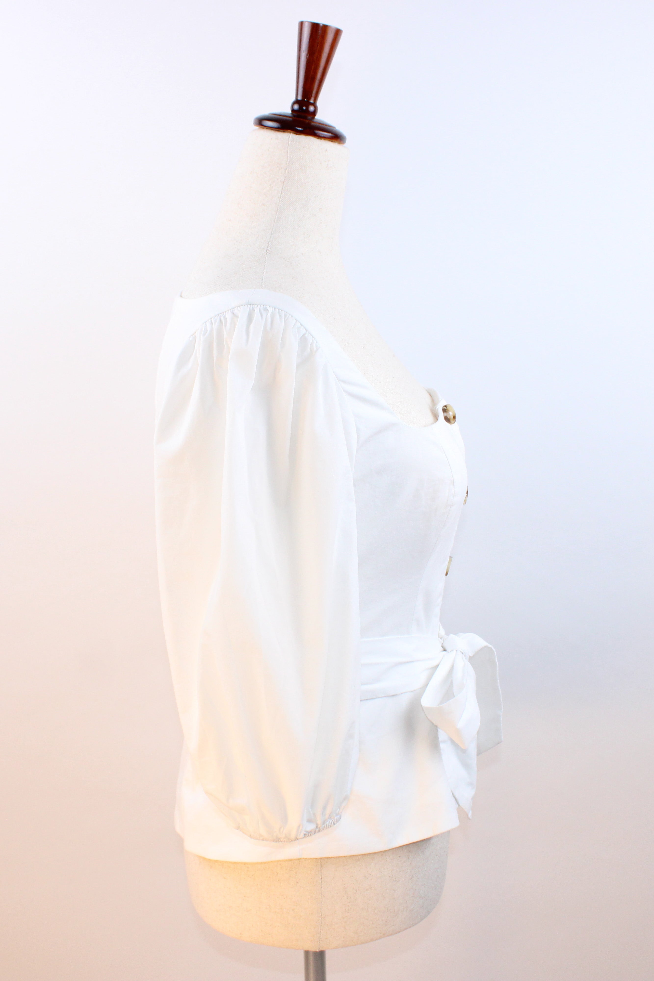 LPA Puff Sleeve Tie Front Blouse