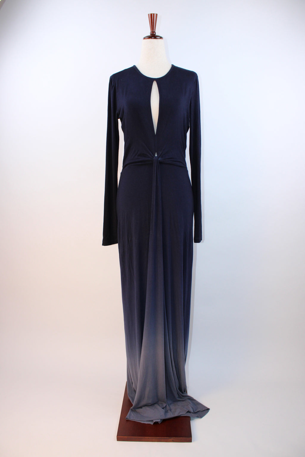 Young Fabulous and Broke navy ombre long sleeve maxi dress with keyhole neckline