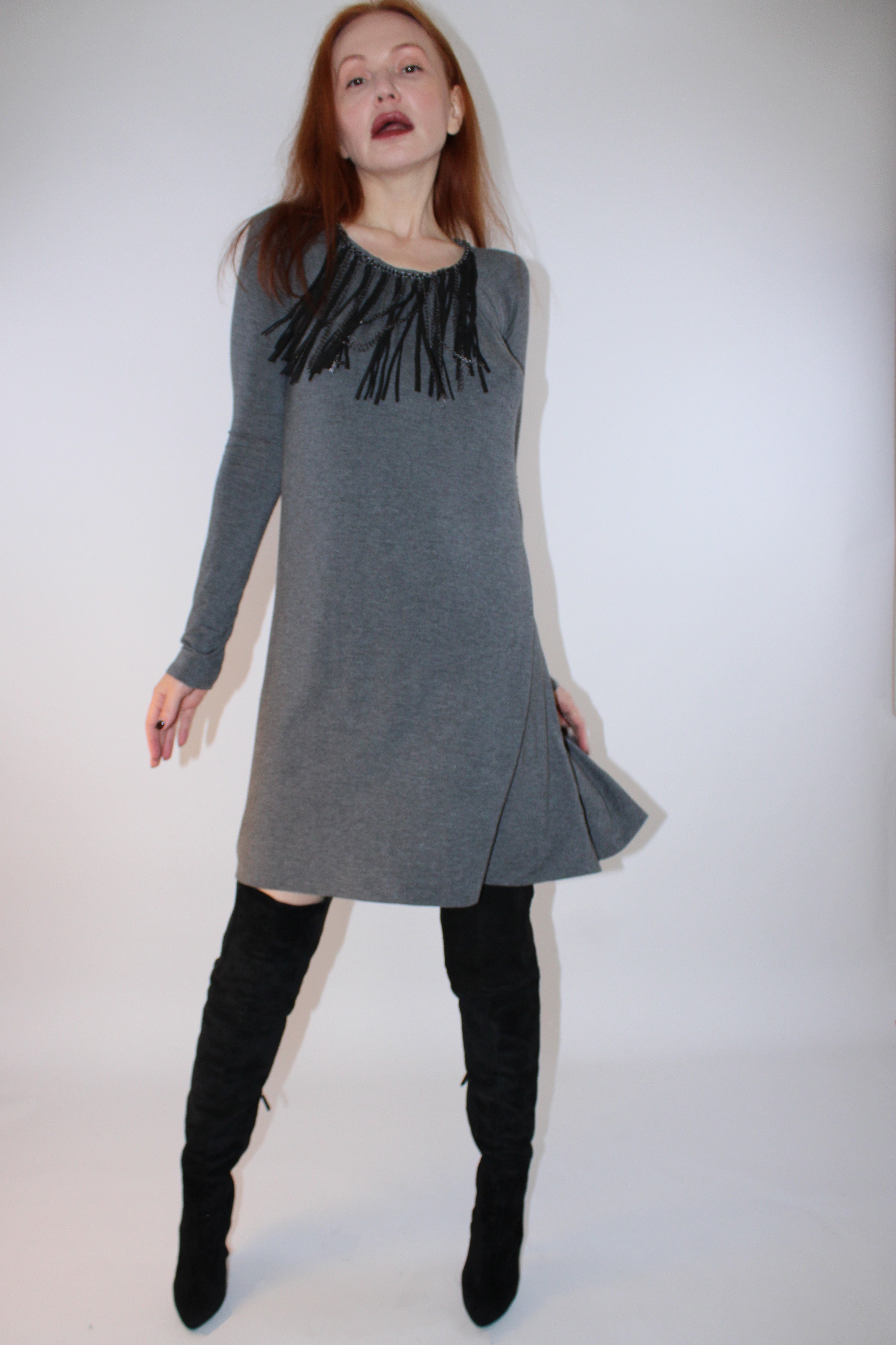 Faith Connexion Fringe Neck Knit Dress