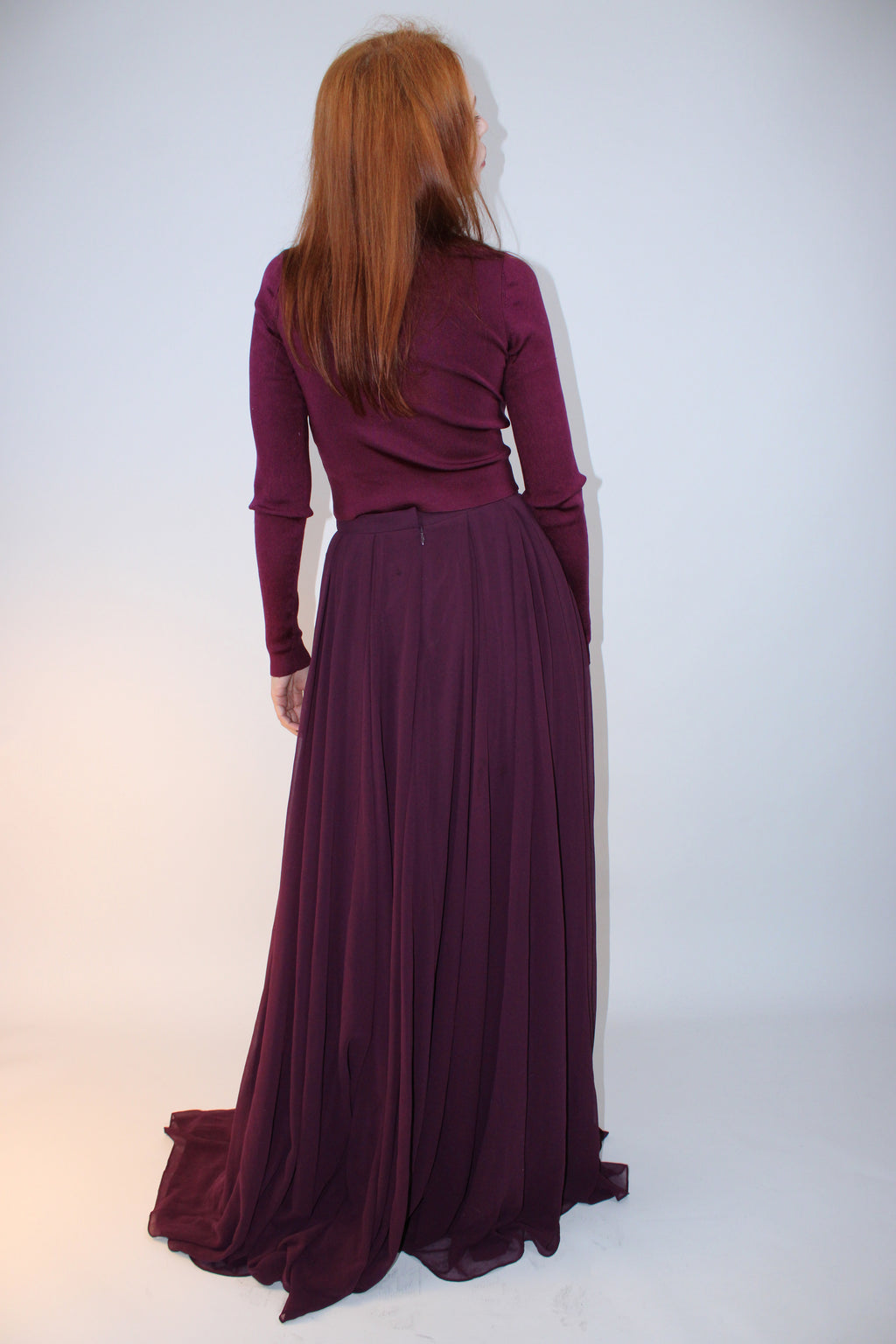 Halston Heritage Silk Chiffon Maxi Skirt
