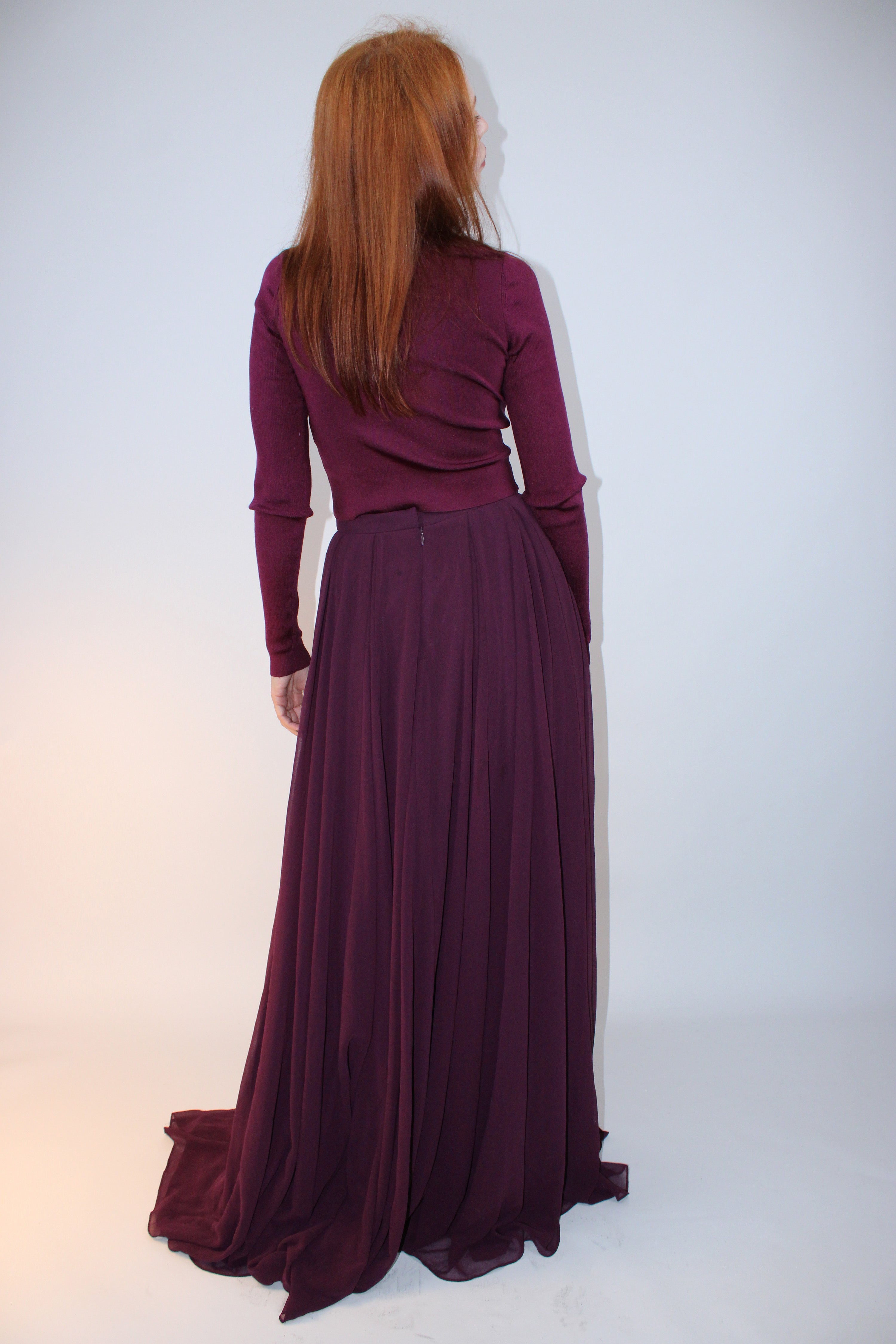 Halston Heritage Silk Chiffon Maxi Skirt