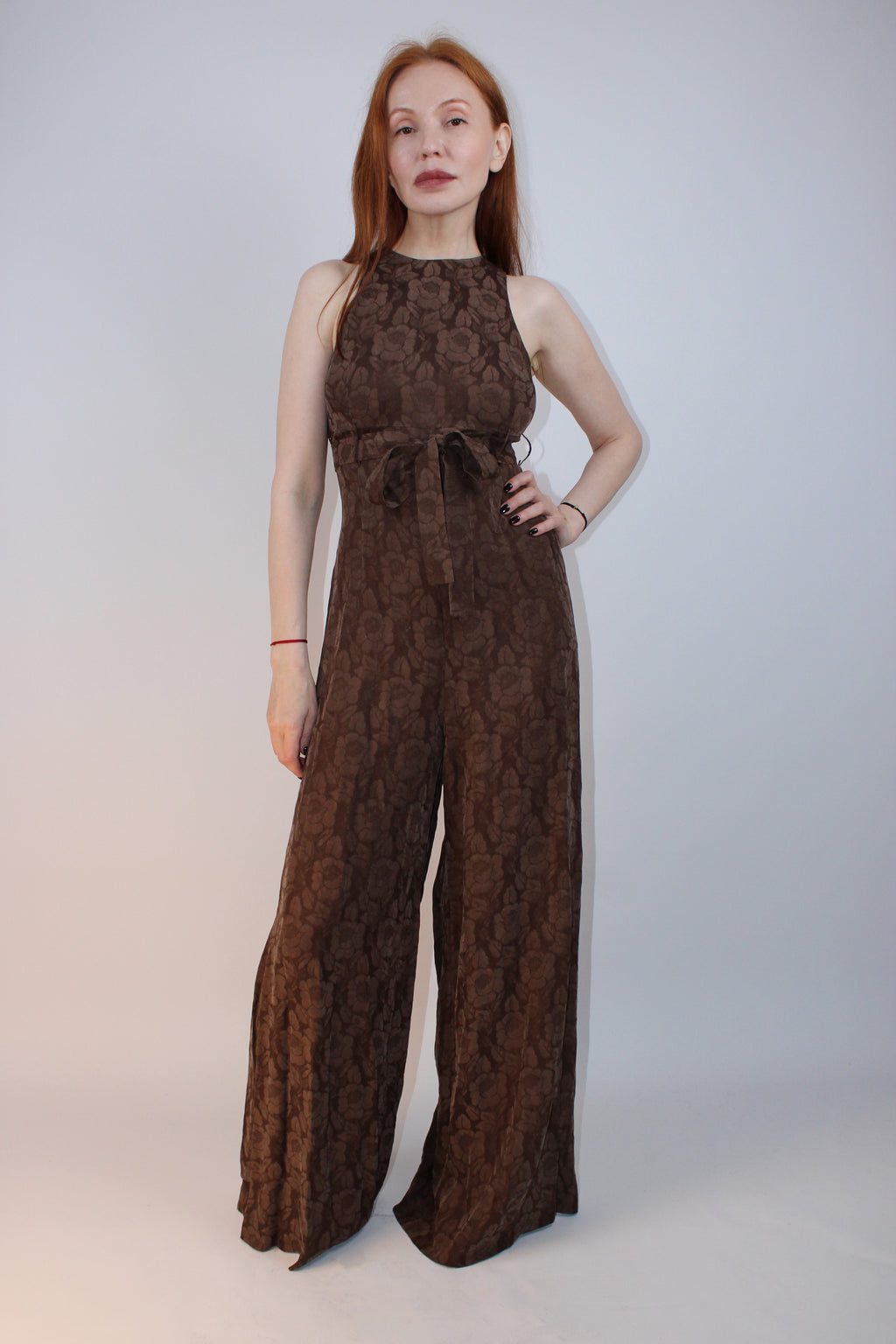 Olga Andreeva Silk Floral Wide Leg Jumpsuit