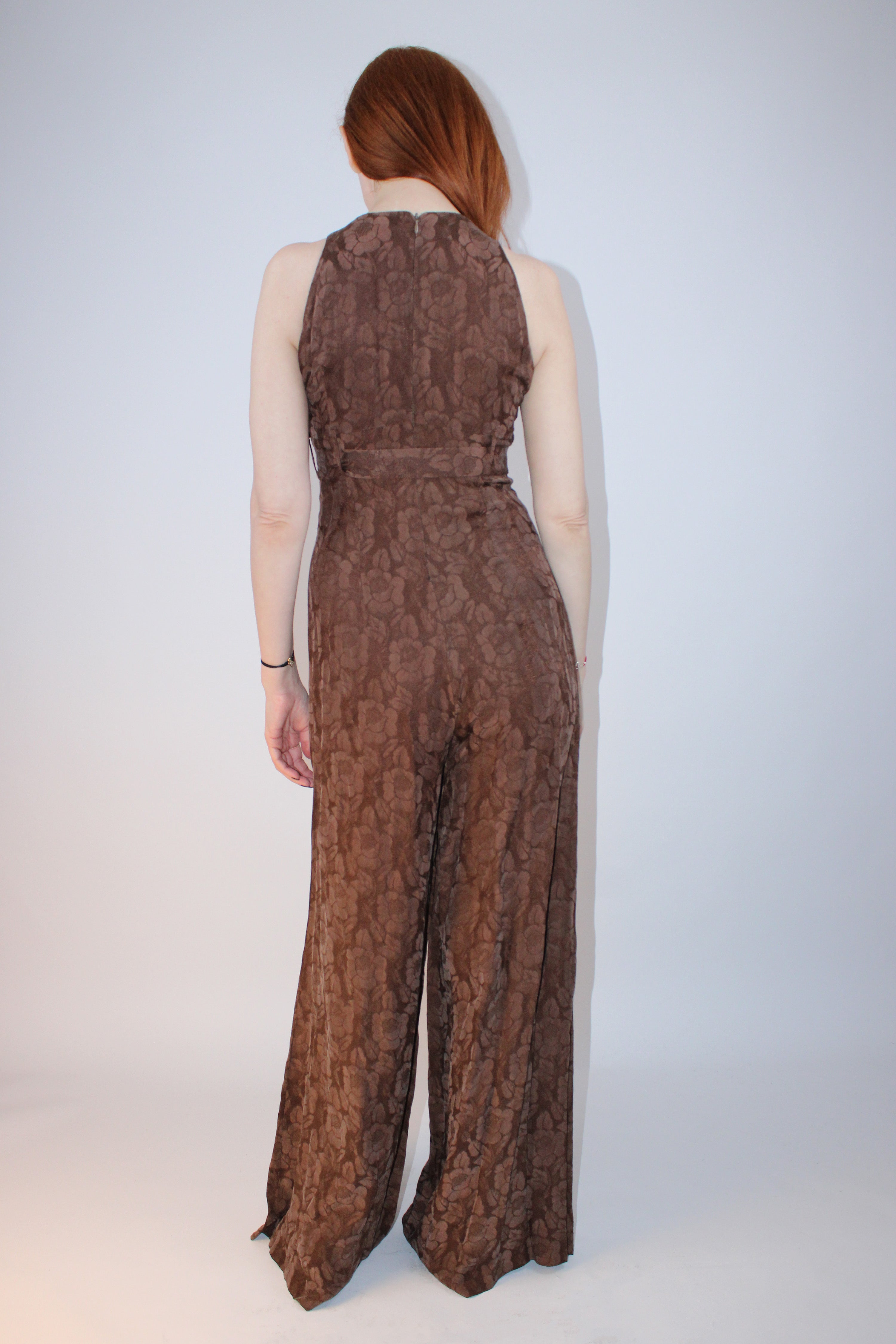 Olga Andreeva Silk Floral Wide Leg Jumpsuit
