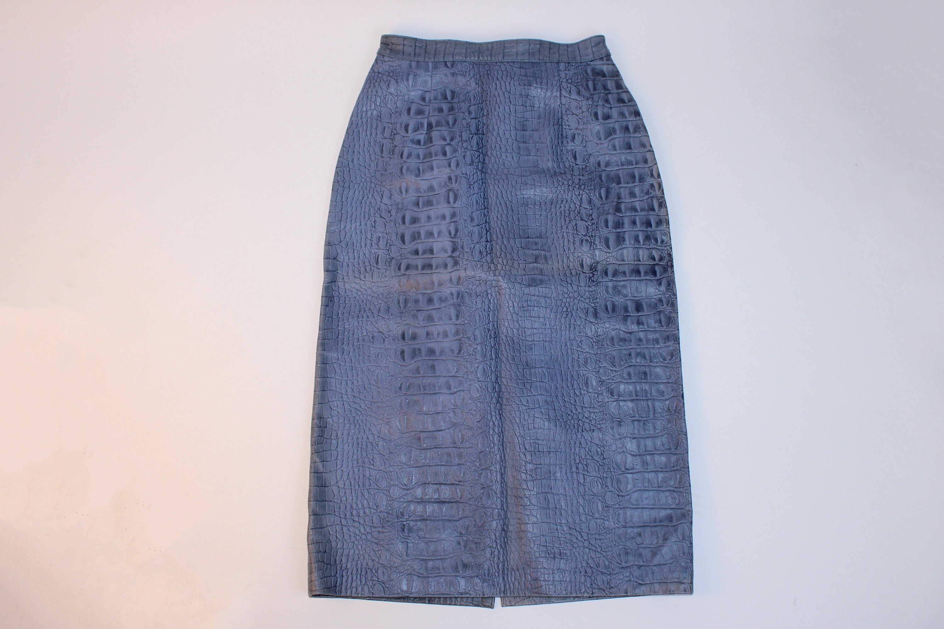 Crocodile Patterned Leather Skirt