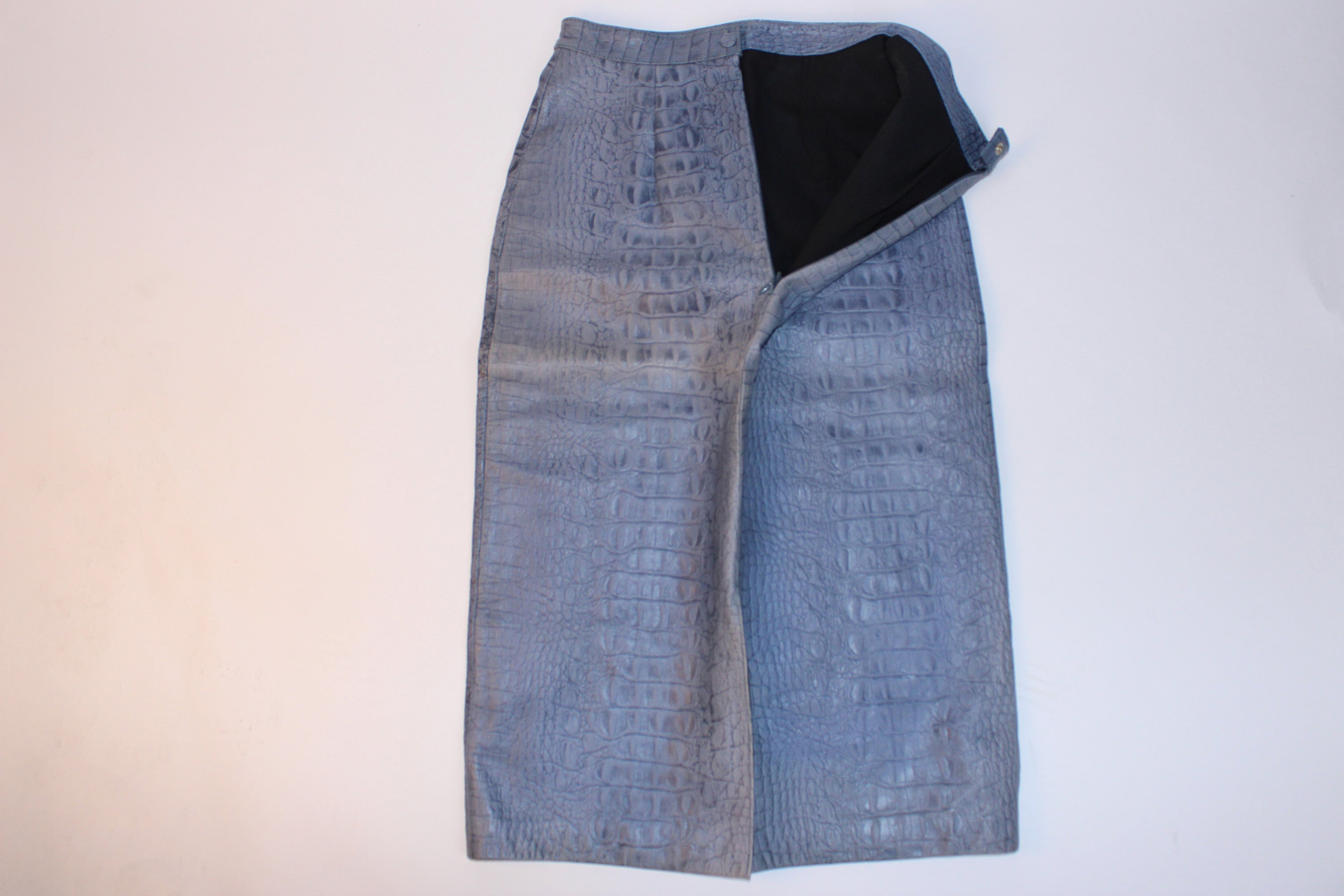 Crocodile Patterned Leather Skirt