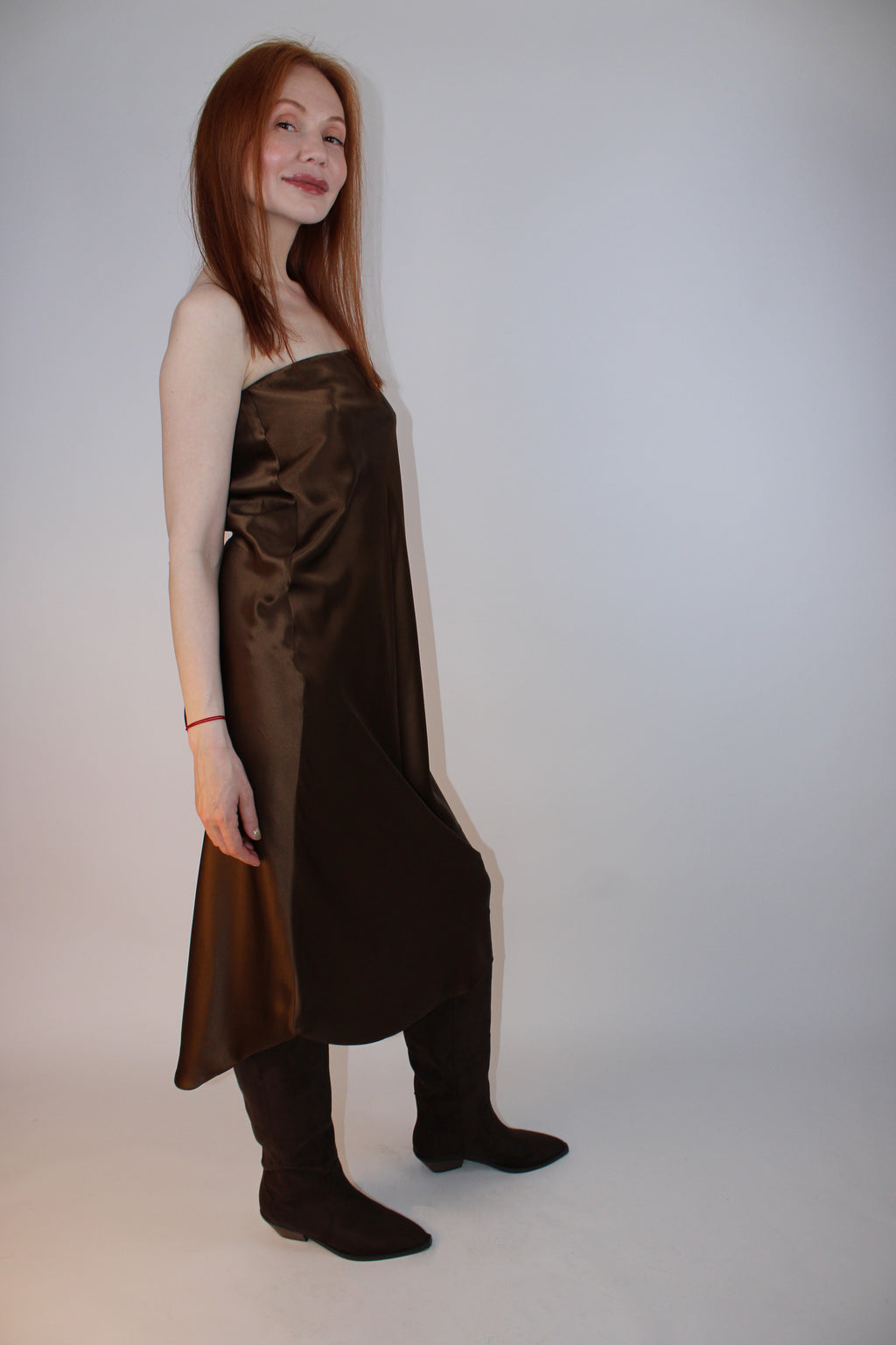 FRAME Bronze Silk Slip Skirt