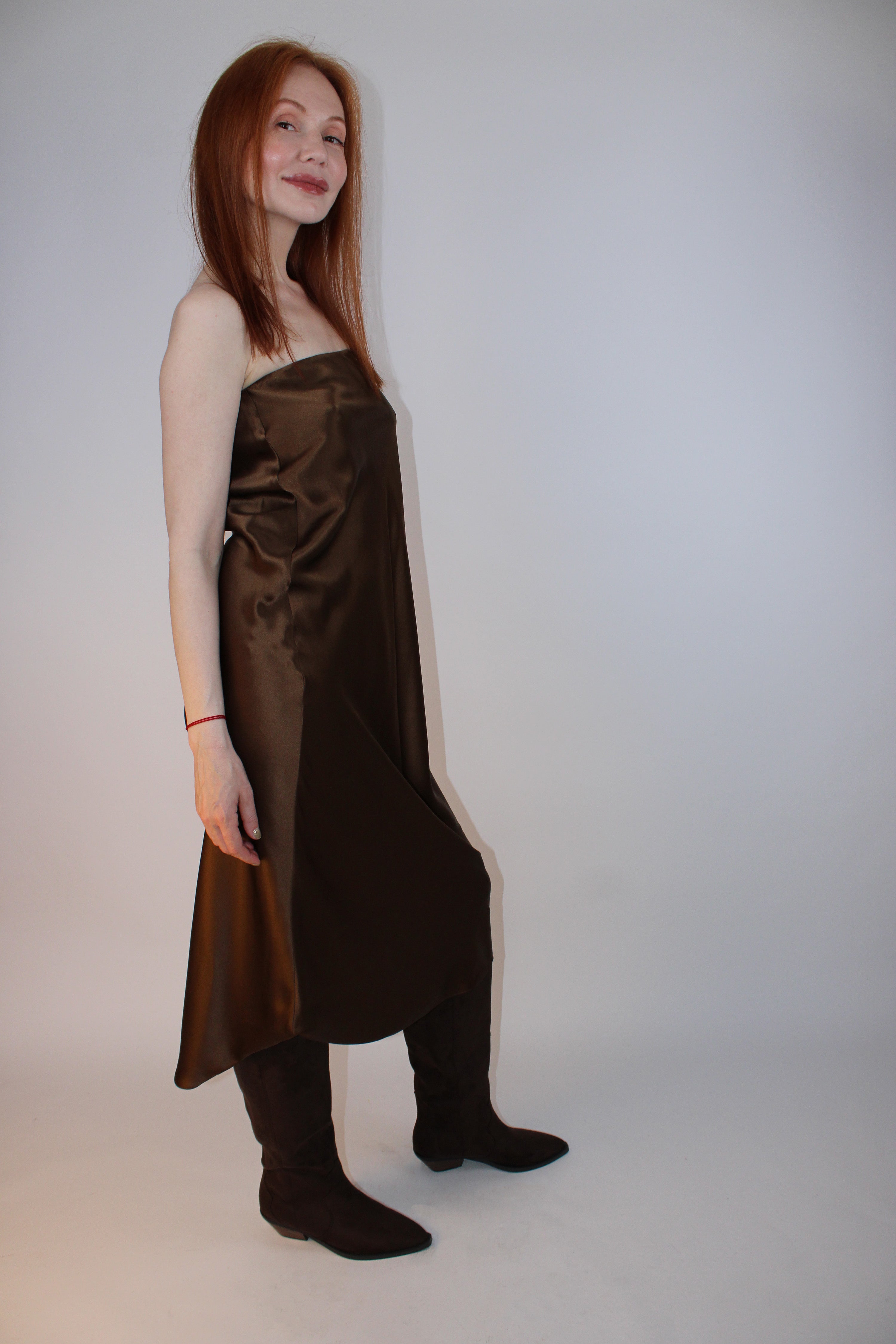 FRAME Bronze Silk Slip Skirt