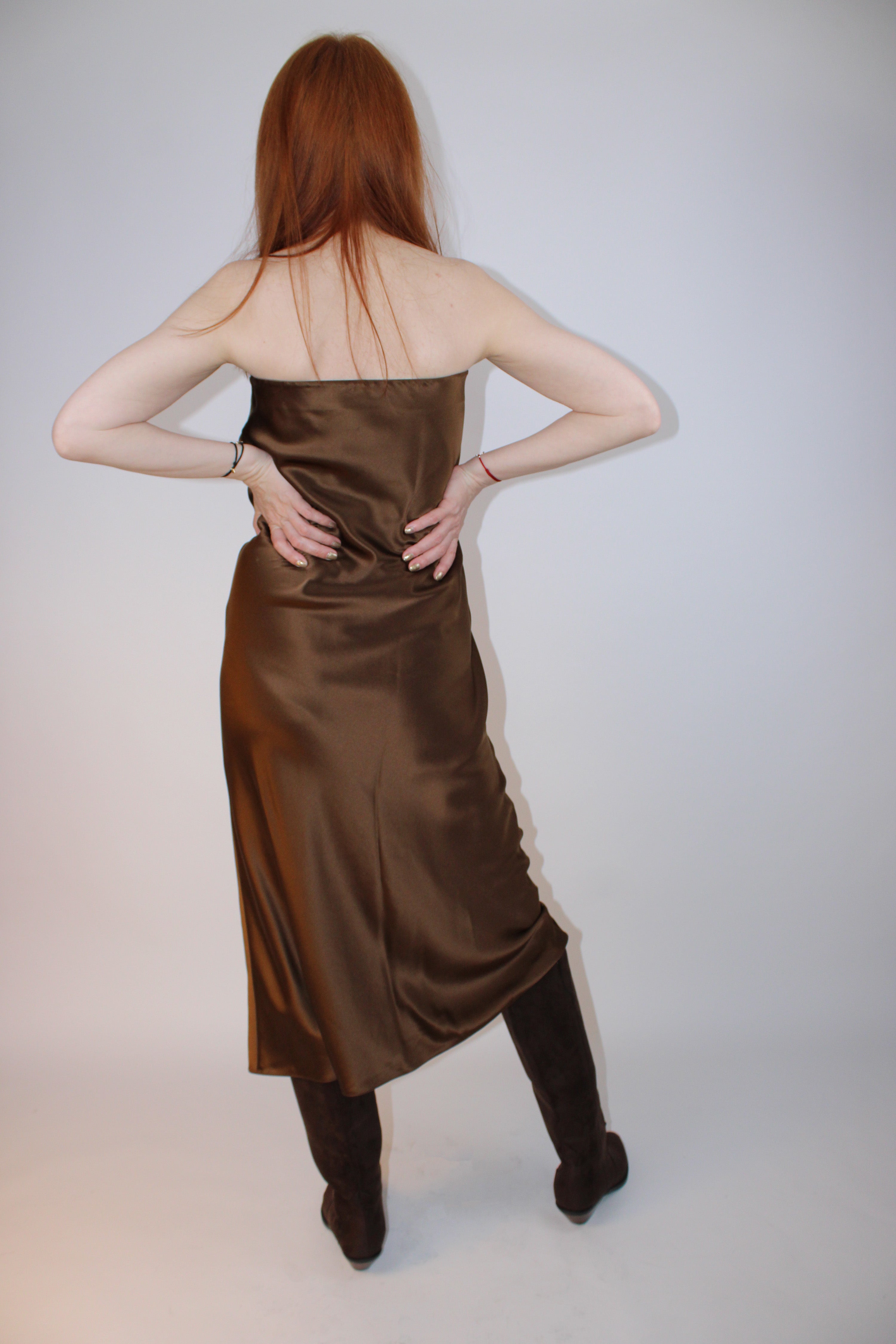 FRAME Bronze Silk Slip Skirt