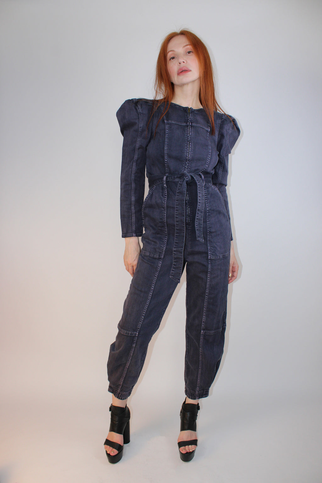 Ulla Johnson Denim Puff Sleeve Jumpsuit