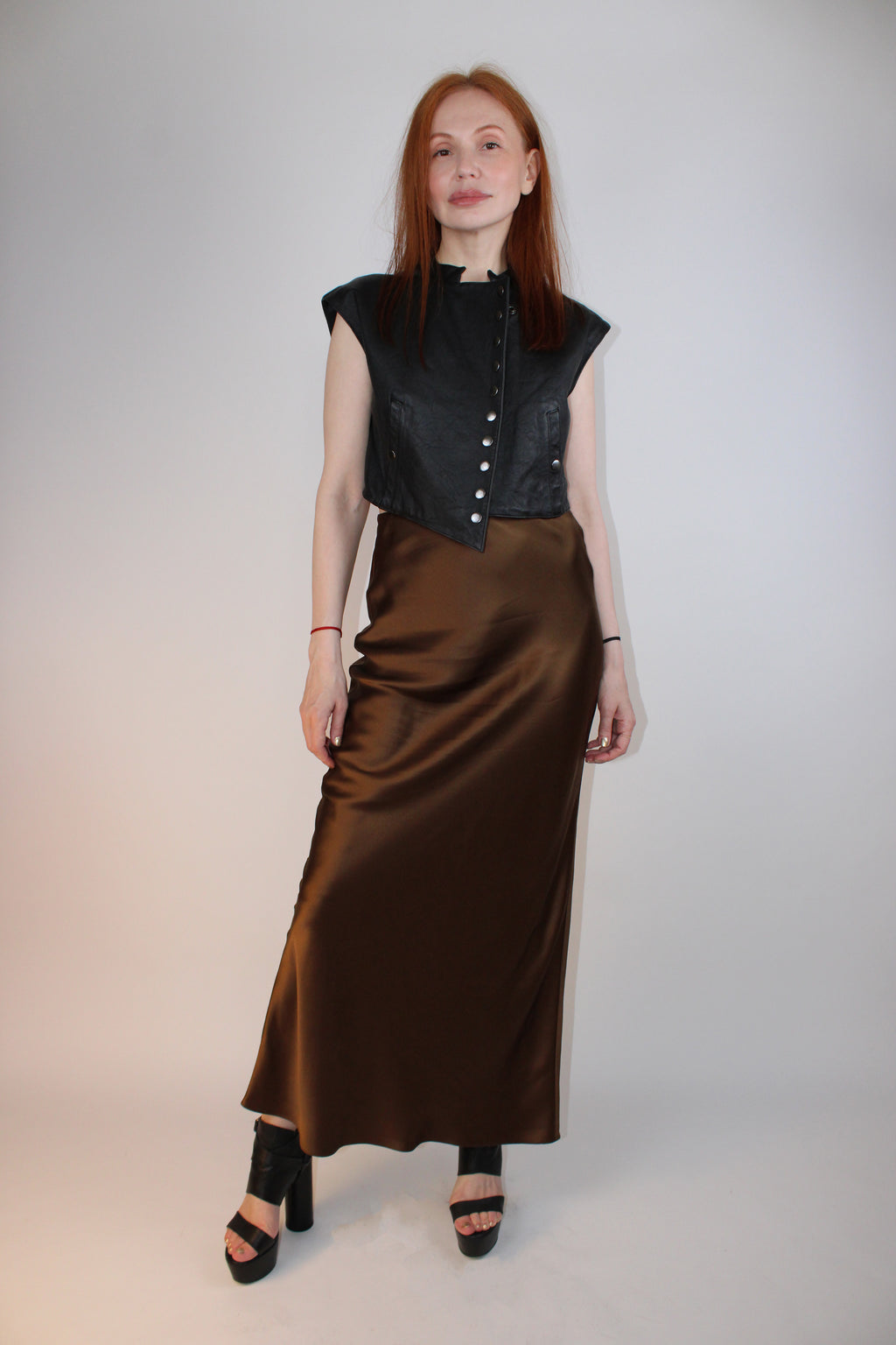 Alexander McQueen Black Leather Structured Vest