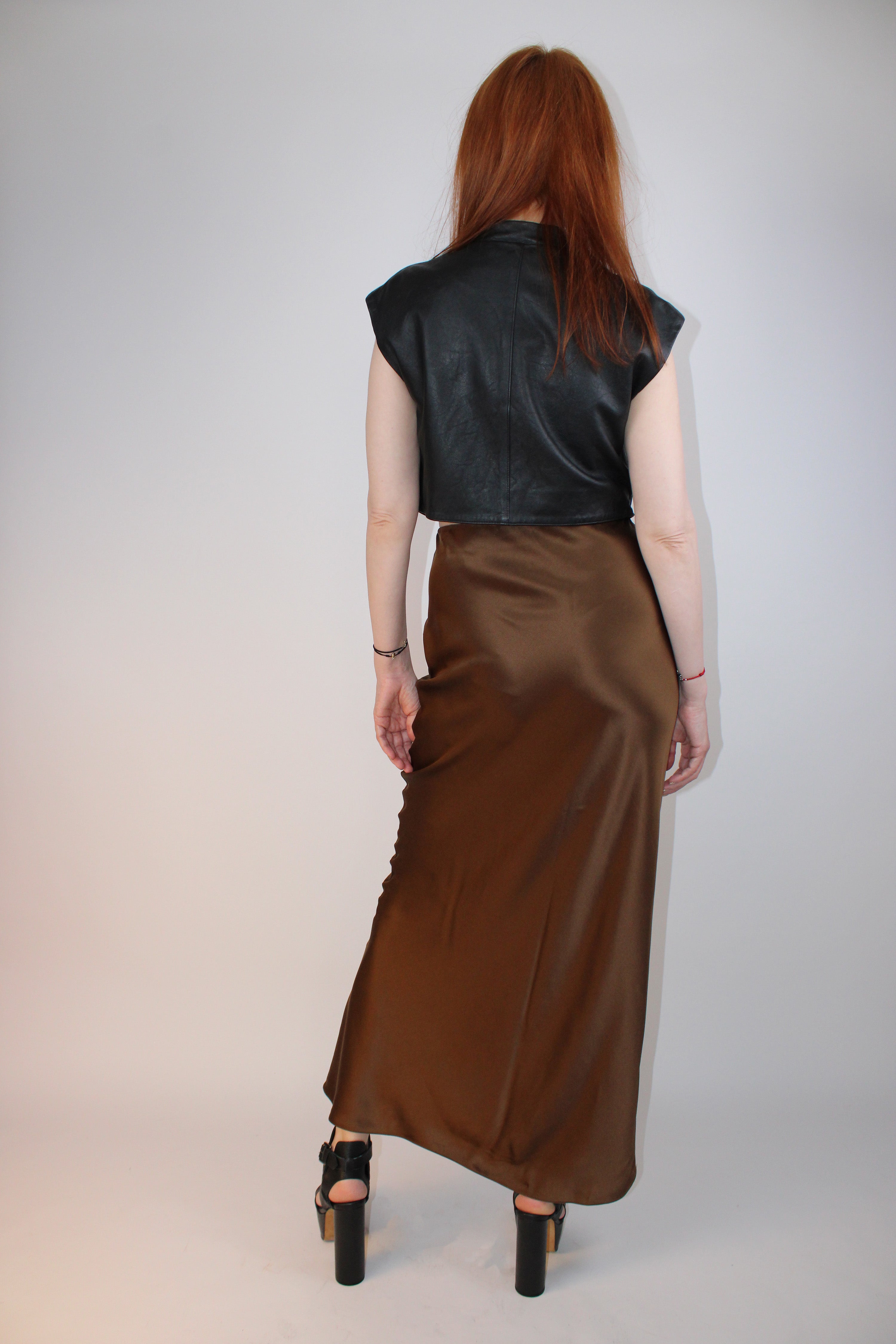 FRAME Bronze Silk Slip Skirt