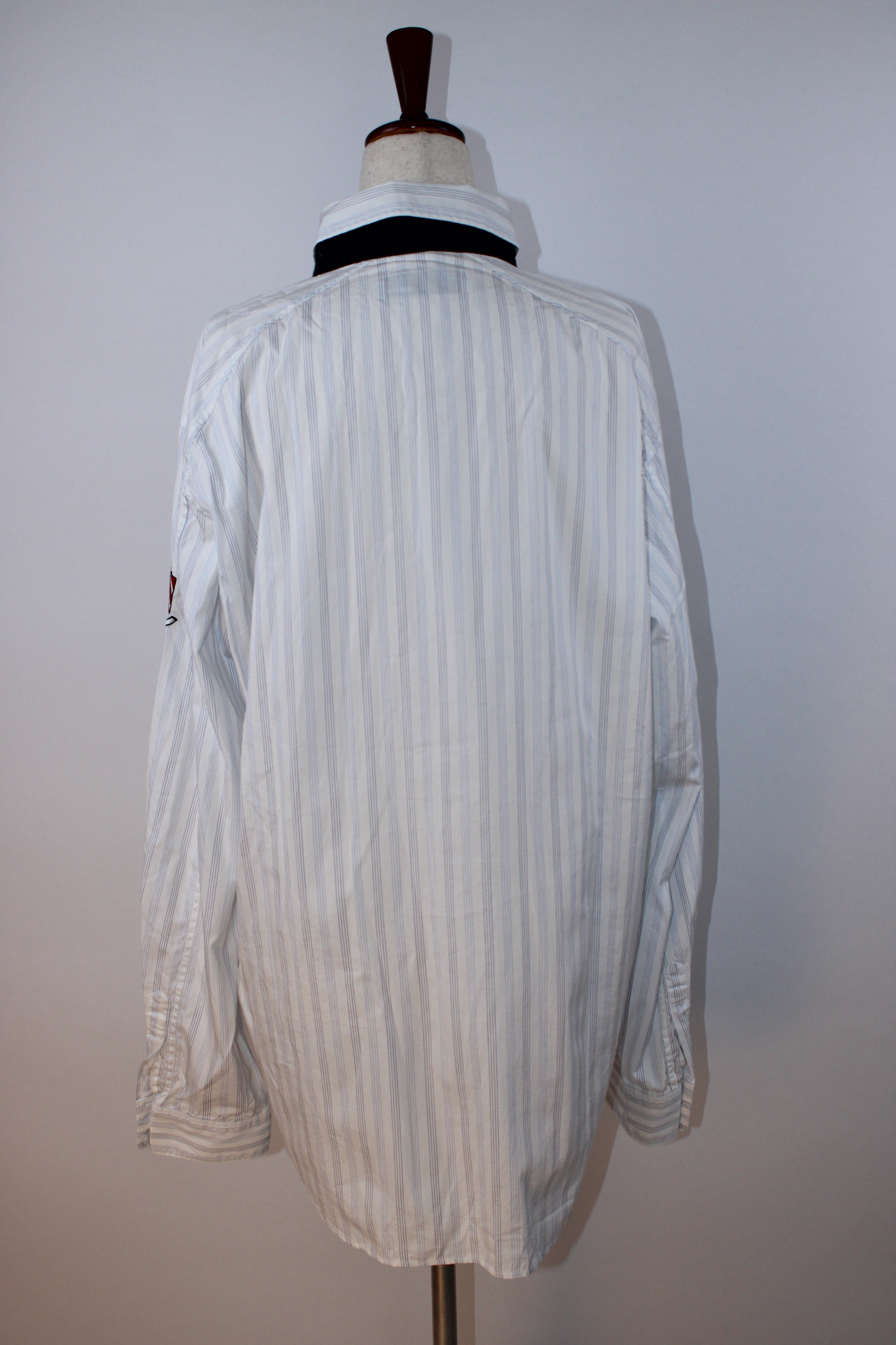 Neighborhood White Pinstripe Contrast Tie Button-Down Shirt