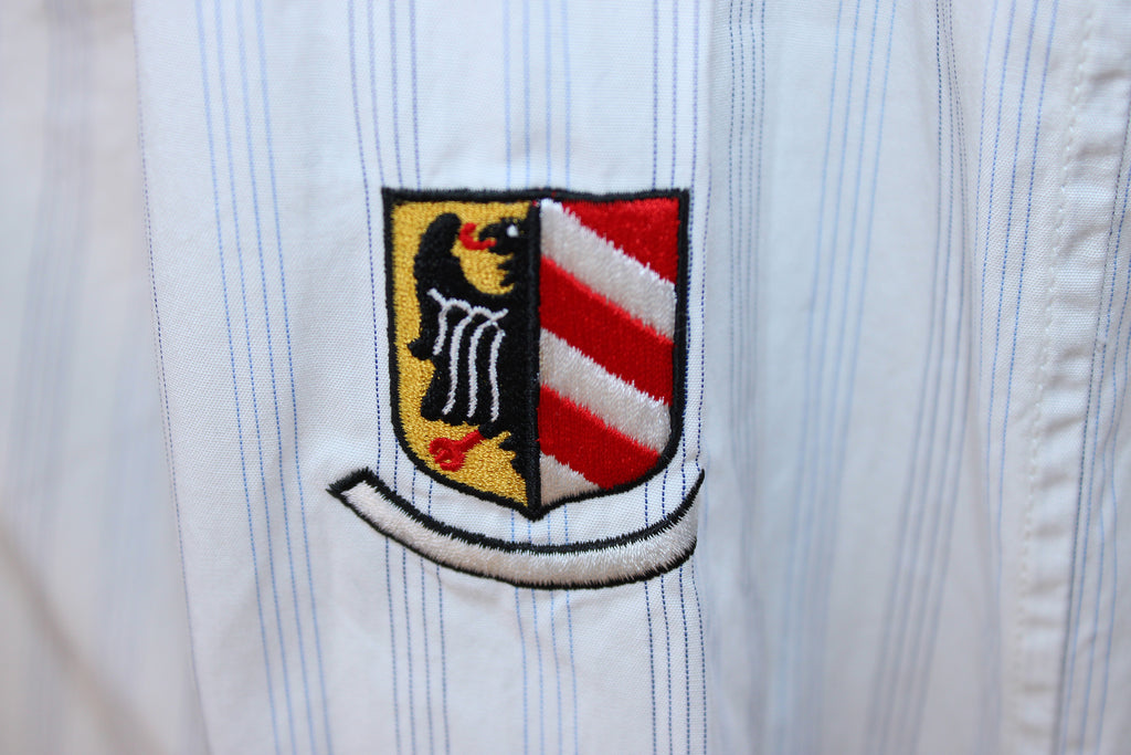 Neighborhood White Pinstripe Contrast Tie Button-Down Shirt