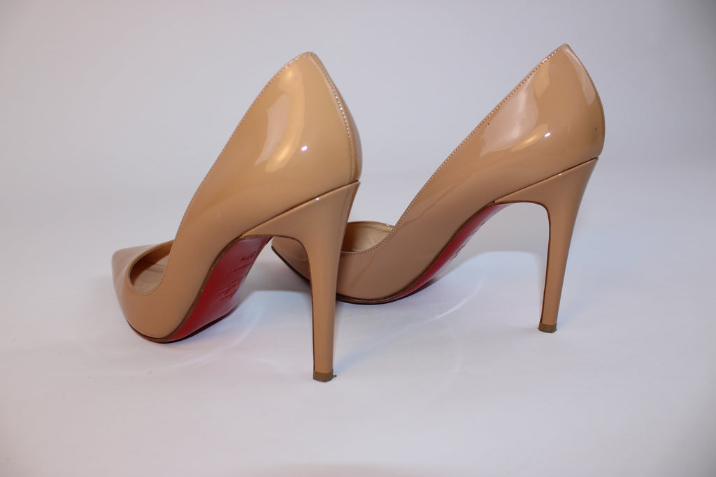 Christian Louboutin Pigalle Nude Patent Leather Pointed Toe Pump