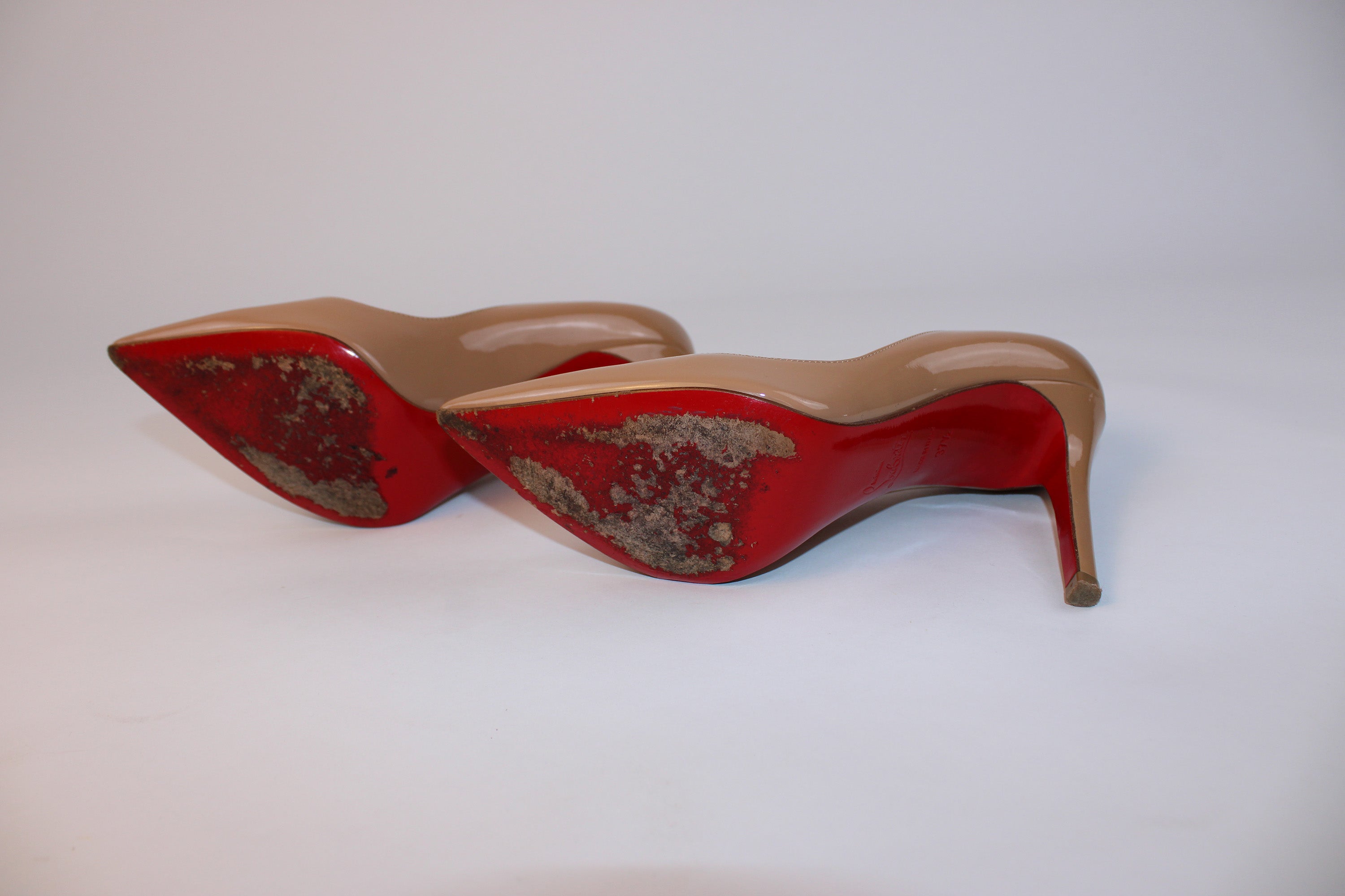 Christian Louboutin Pigalle Nude Patent Leather Pointed Toe Pump