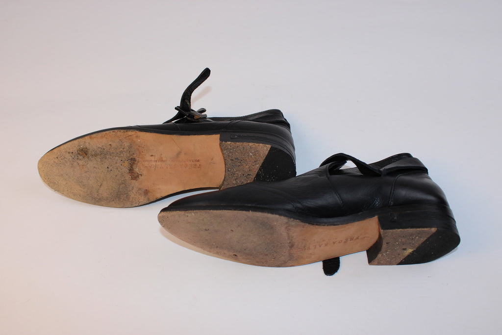 Freda Salvador Black Leather Buckle Oxfords