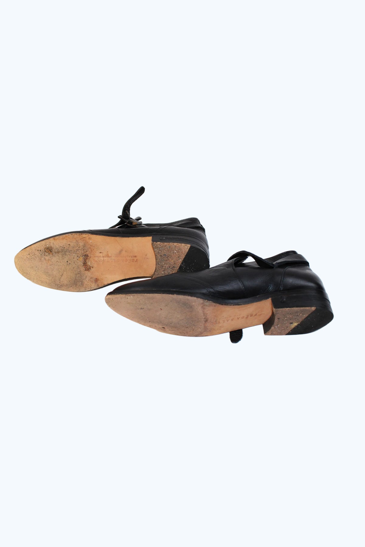 Freda Salvador Black Leather Buckle Oxfords